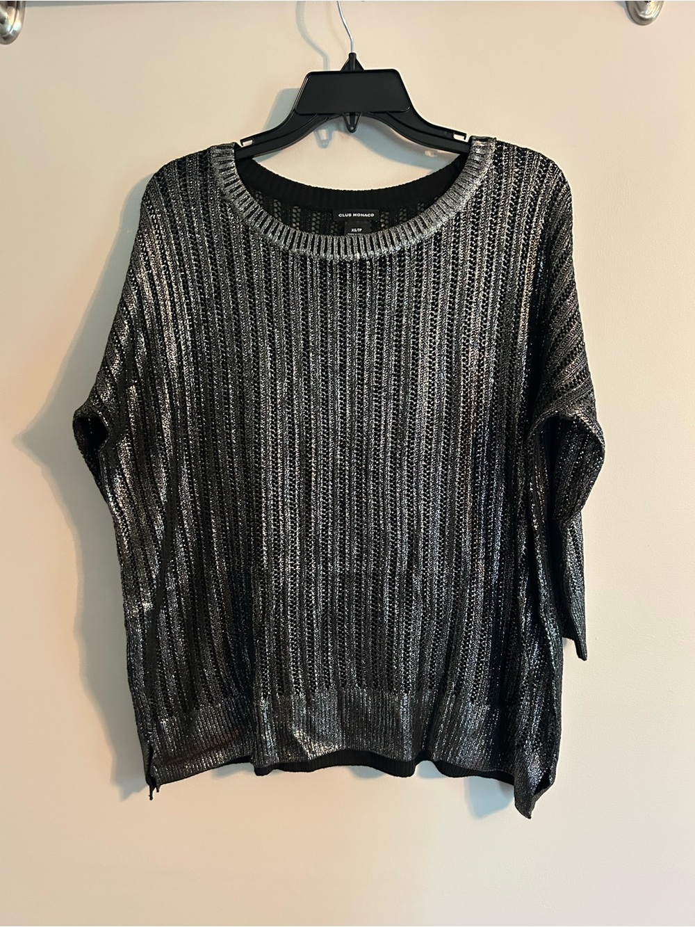 Club Monaco Metallic Black Ribbed Sweater